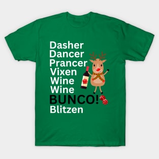 Funny Bunco Night Christmas Wine Wine Bunco T-Shirt